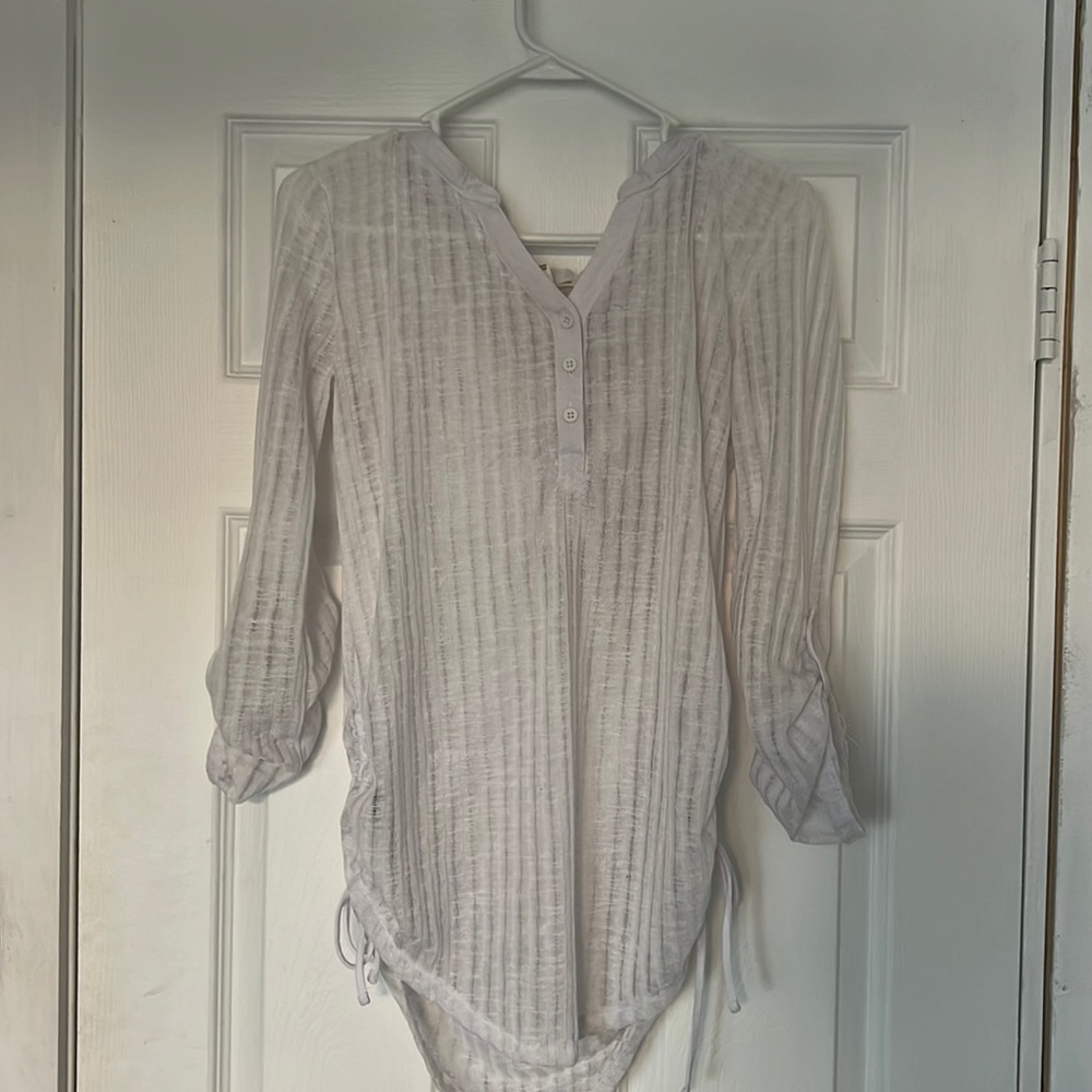 Sheer hooded white top